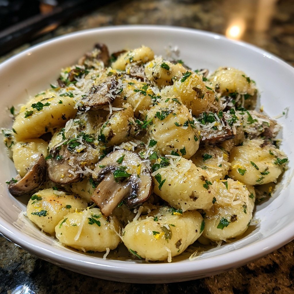 Romantic Lemon Mushroom Gnocchi
