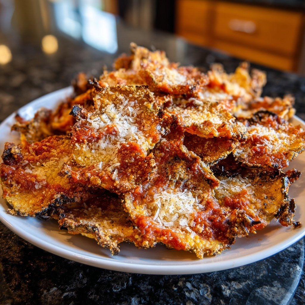Crispy Eggplant Parmesan Chips