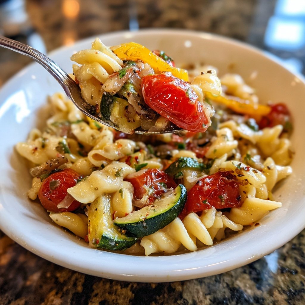 Healthy Lunch Roasted Vegetable Pasta Salad