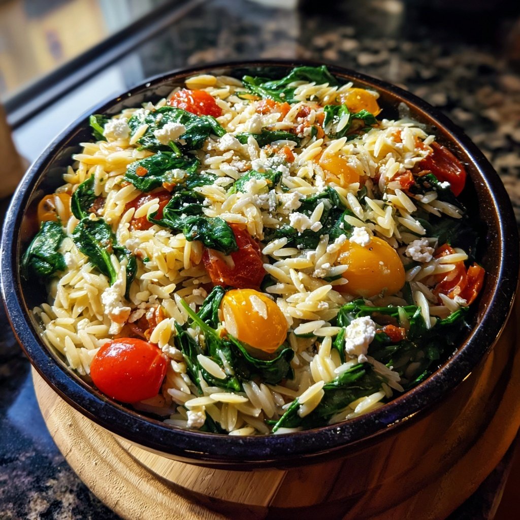 Healthy Lunch Spinach Orzo Salad