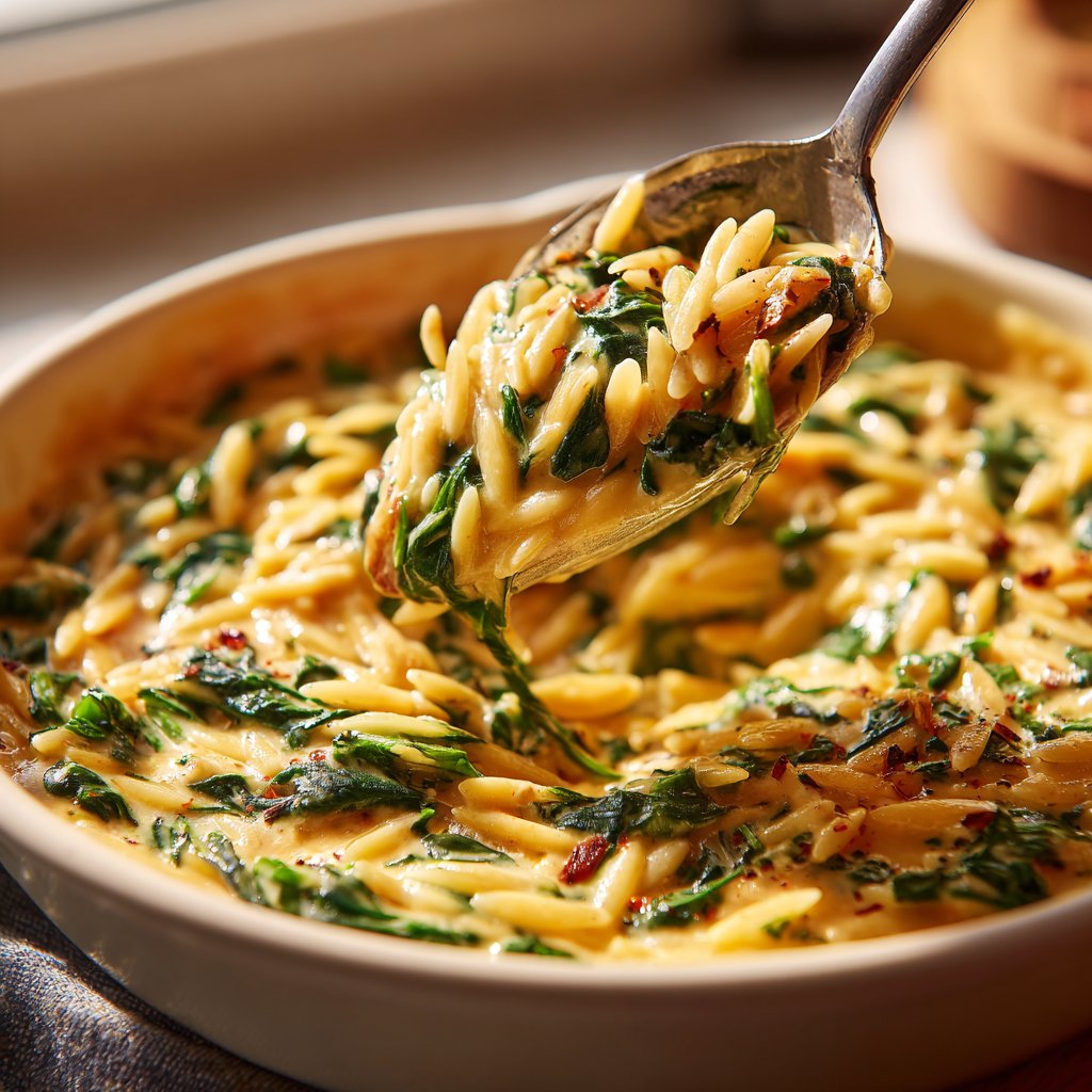 Creamy Spinach Parmesan Orzo