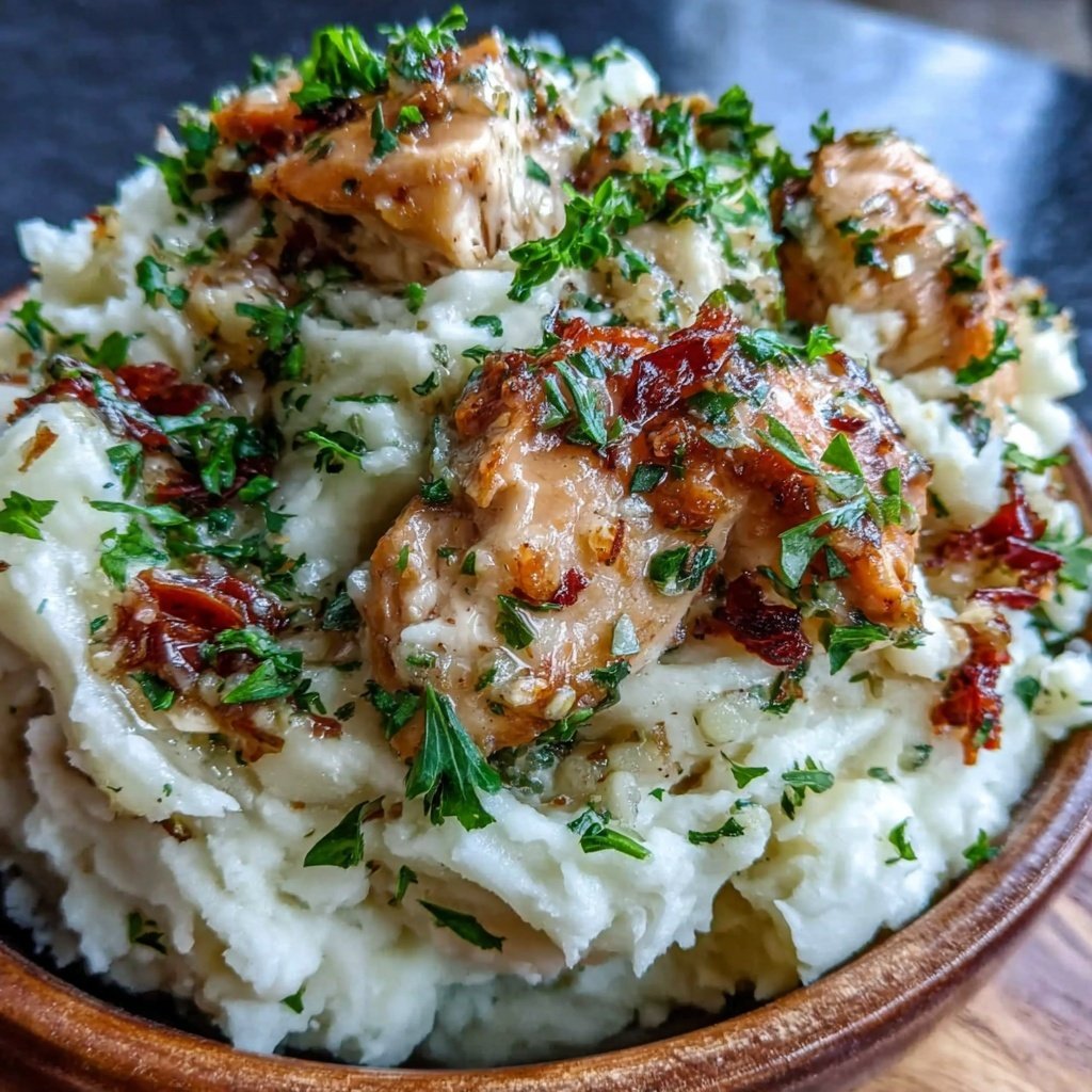 Mashed Potatoes With Garlic Butter Chicken