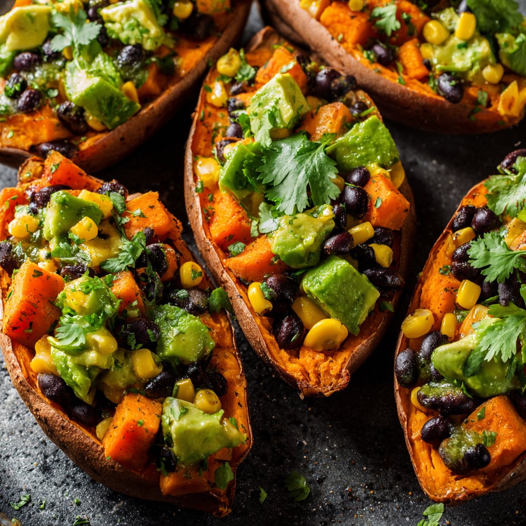Baked Sweet Potato Veggie Boats