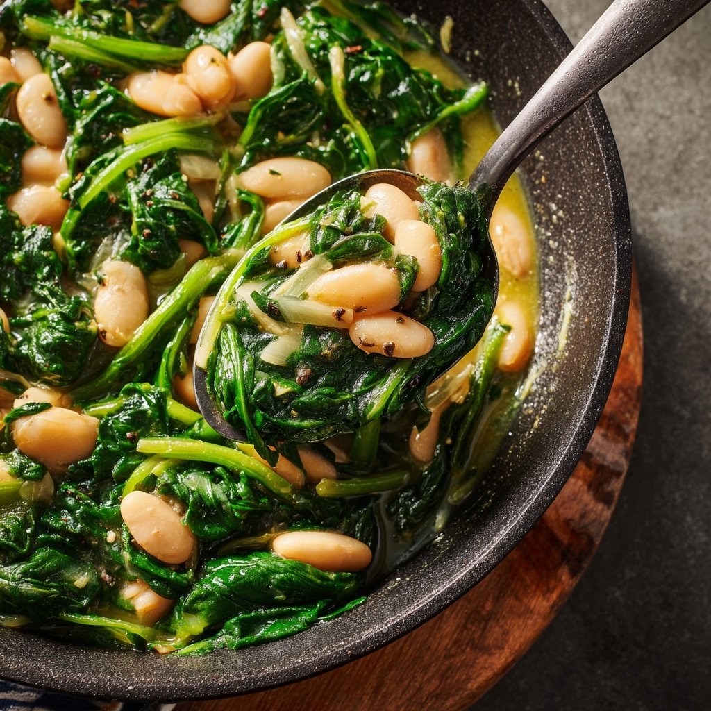 Healthy Dinner Spinach White Bean Skillet
