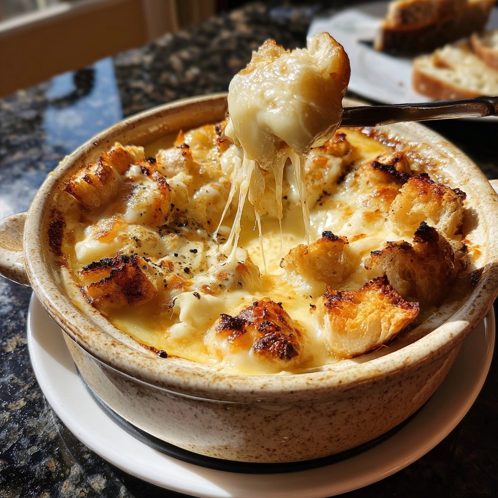 Fondue with Swiss Cheese and Garlic