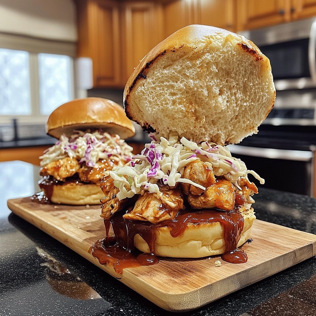Spicy Crockpot BBQ Chicken Sandwiches