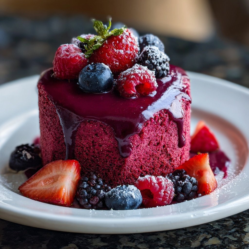 Mini Heart Cake with Berry Glaze